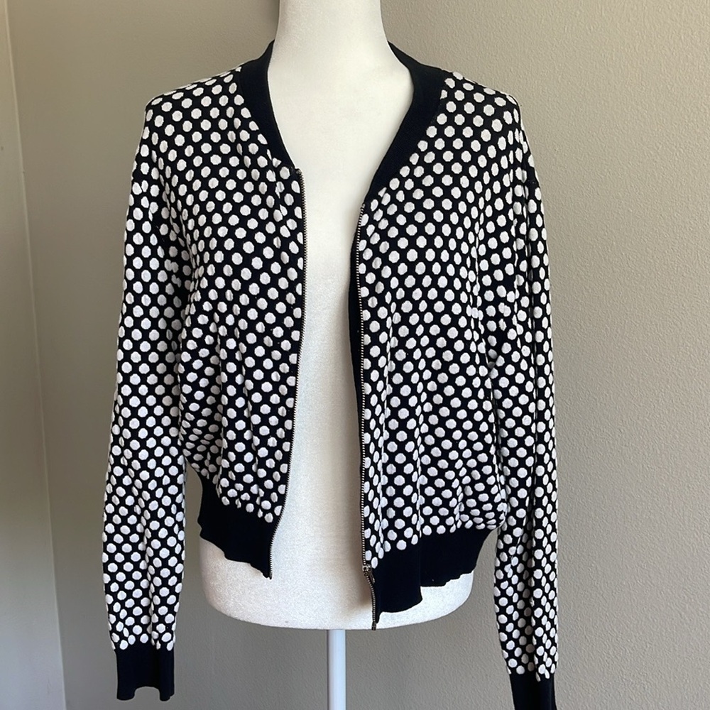 Black and White Polka Dot Cardigan Size L